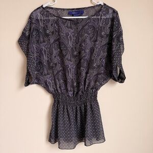 Miley Cyrus & Max Azria Black Paisley Blouse